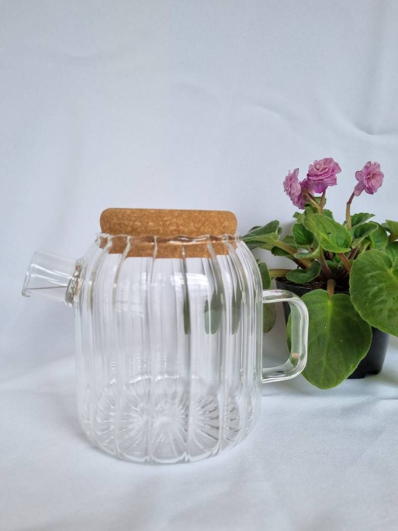 Chaleira de vidro tampa cortiça 650ml