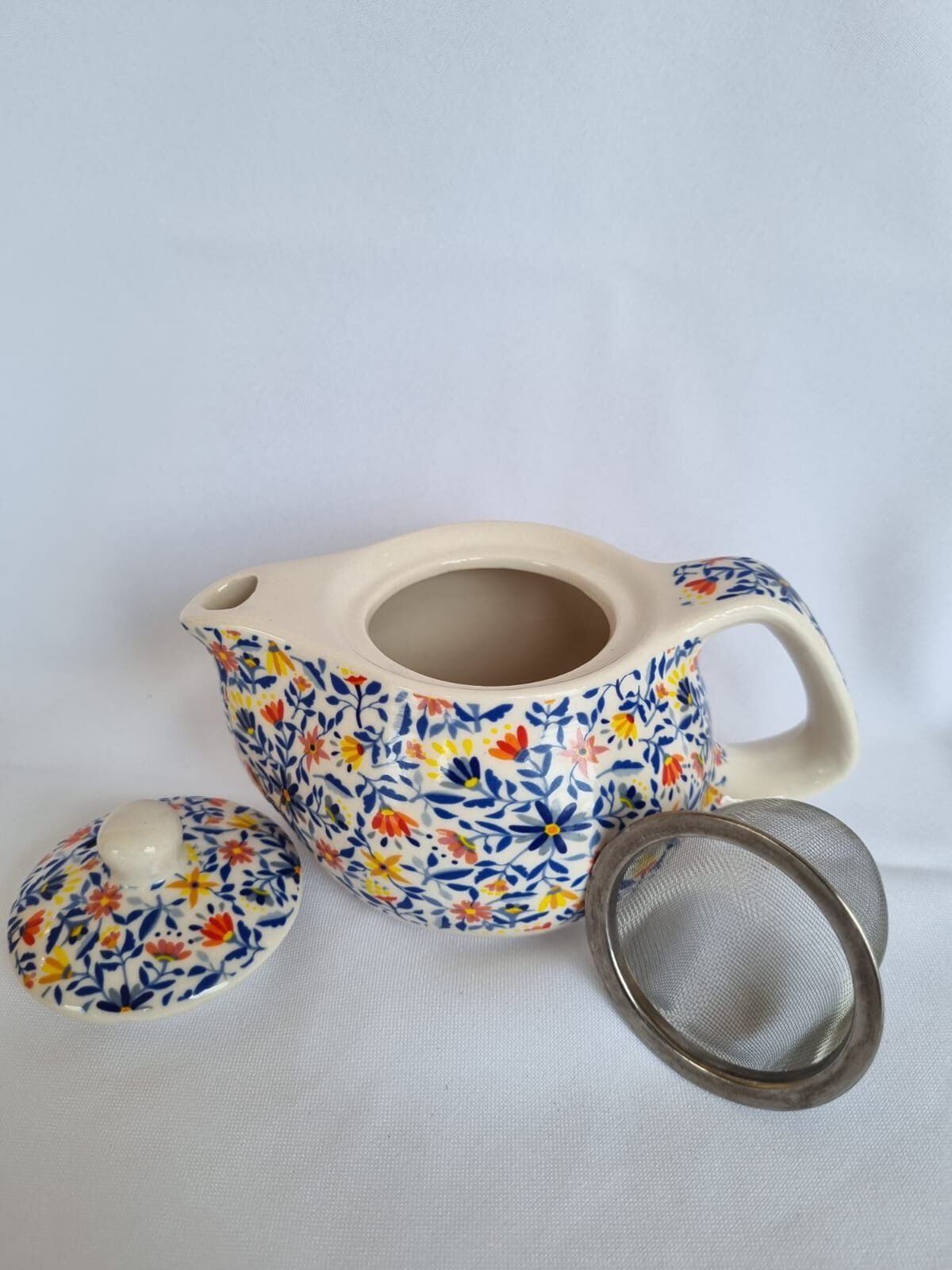 bule ceramica floriado aberto